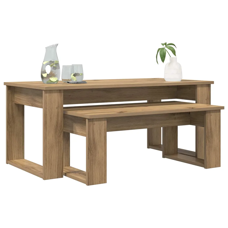 Ensemble de tables basses 2 pcs Chêne artisanal - 3