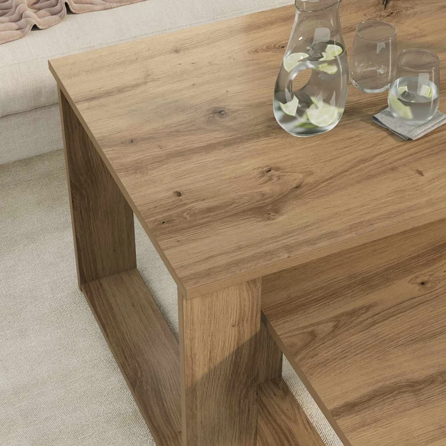 Ensemble de tables basses 2 pcs Chêne artisanal - 4
