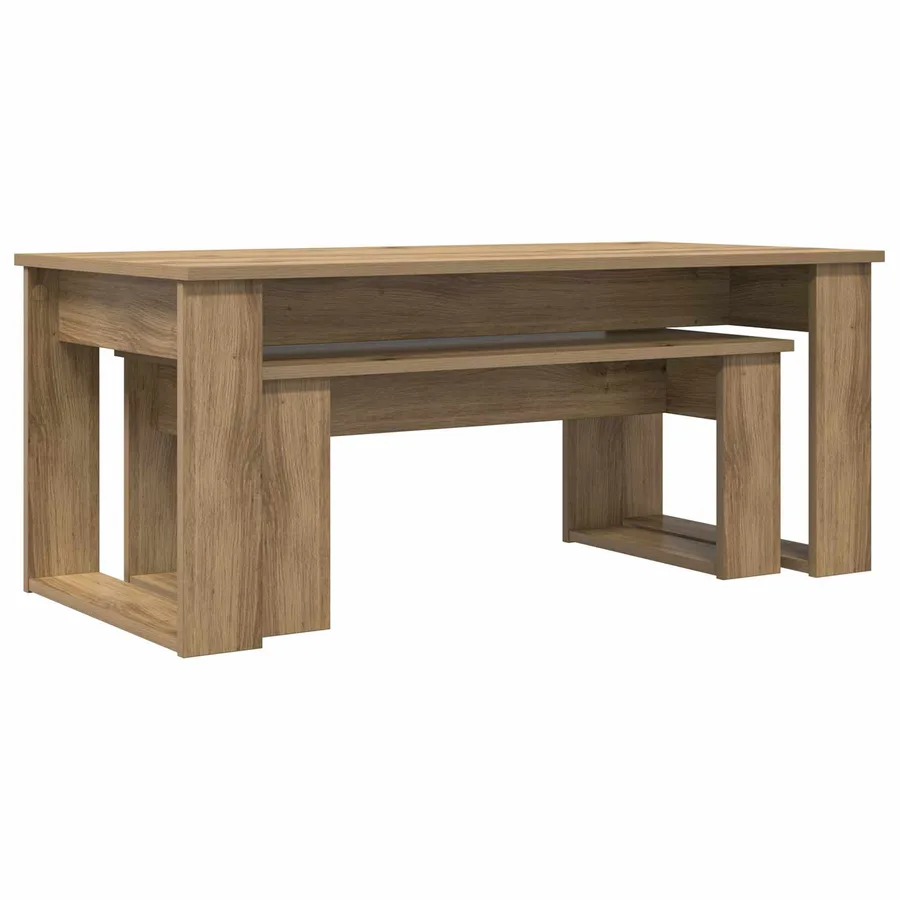 Ensemble de tables basses 2 pcs Chêne artisanal - 5