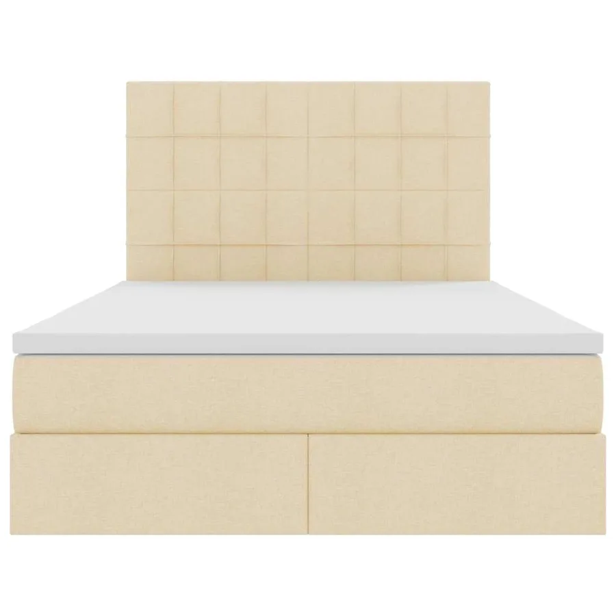 Lit avec rangement et matelas Crème 140 x 190 cm tissu - 7