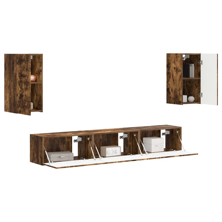 Ensemble meuble TV 5 pcs Chêne fumé Bois d'ingénierie - 3