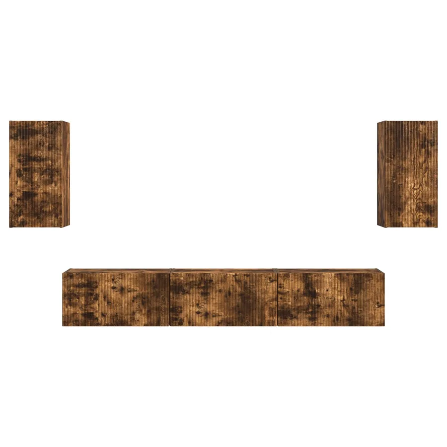 Ensemble meuble TV 5 pcs Chêne fumé Bois d'ingénierie - 7