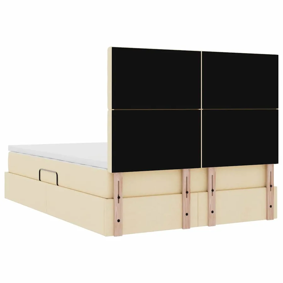 Lit avec rangement et matelas Crème 140 x 190 cm tissu - 11