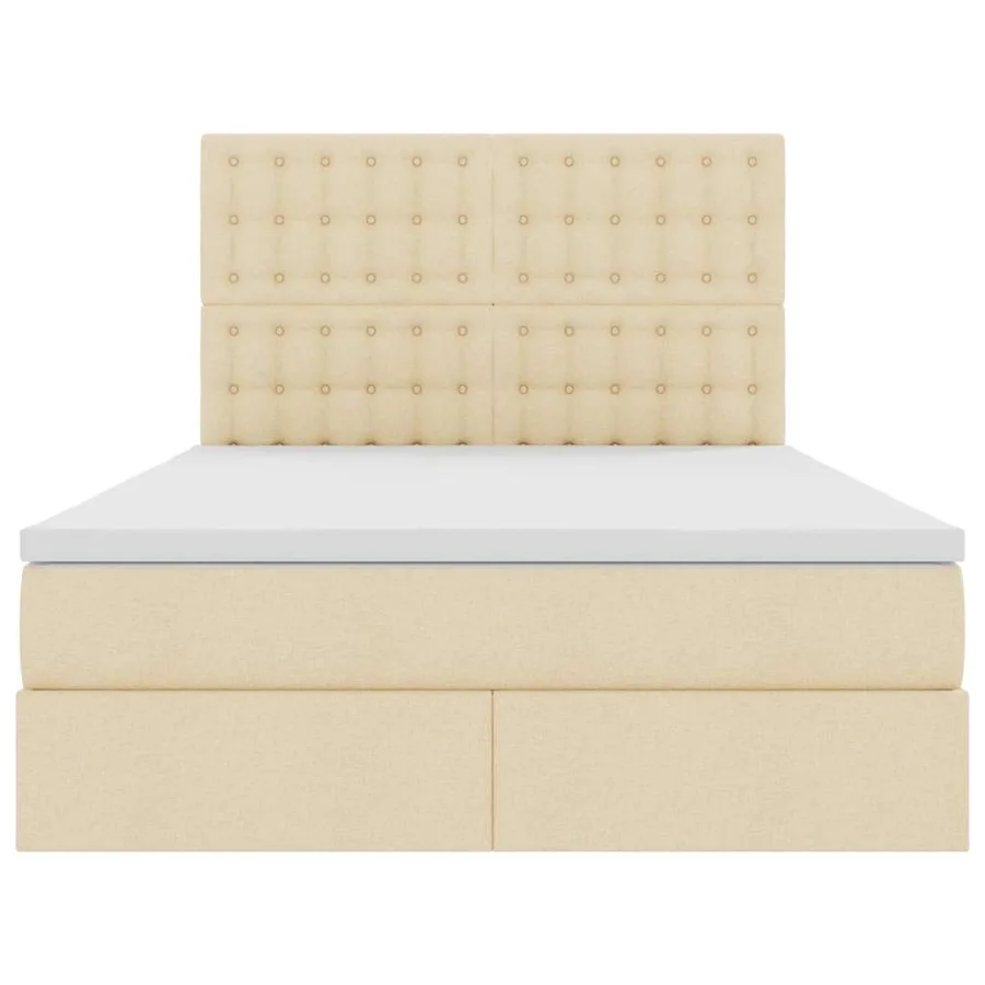 Lit avec rangement et matelas Crème 140 x 190 cm tissu - 7