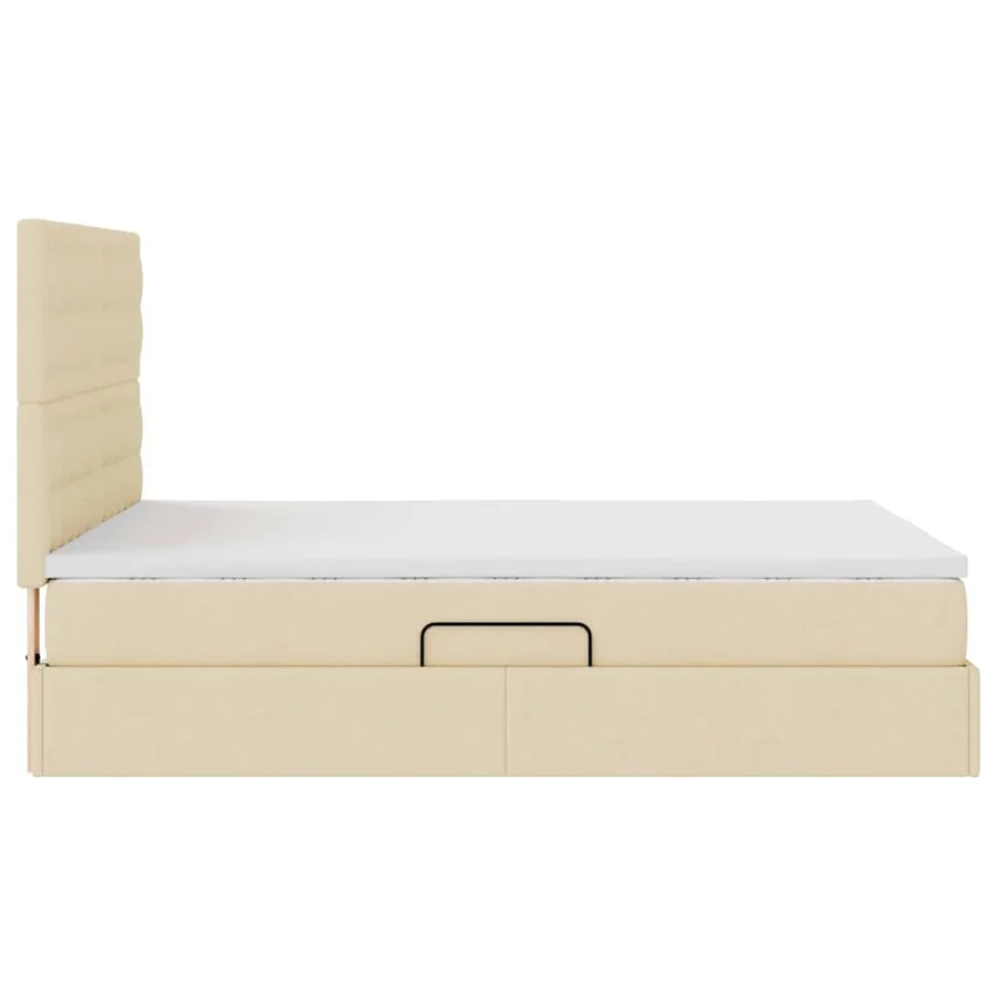 Lit avec rangement et matelas Crème 140 x 190 cm tissu - 8