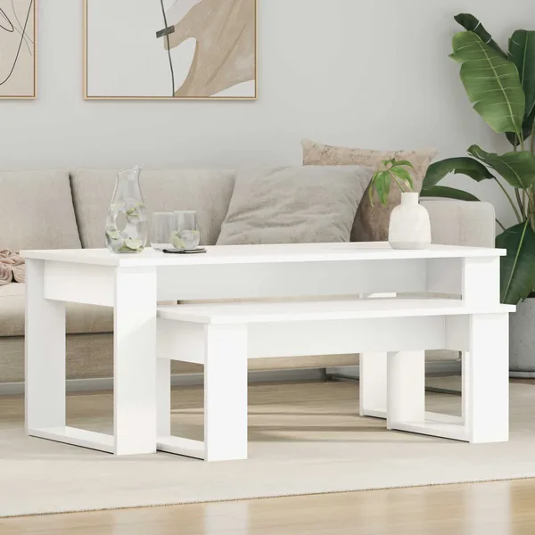 Ensemble de tables basses 2 pcs Blanc Bois d'ingénierie