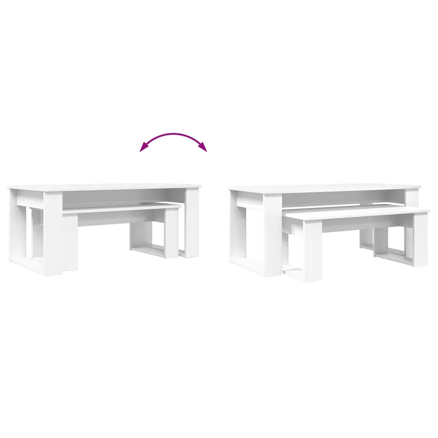 Ensemble de tables basses 2 pcs Blanc Bois d'ingénierie - 12