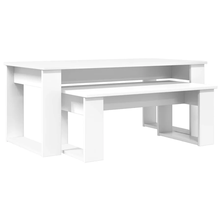 Ensemble de tables basses 2 pcs Blanc Bois d'ingénierie - 2
