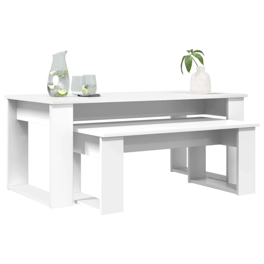 Ensemble de tables basses 2 pcs Blanc Bois d'ingénierie - 3