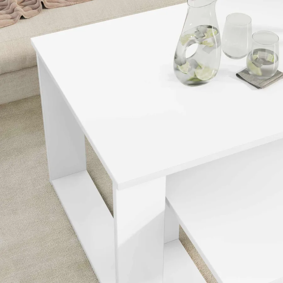 Ensemble de tables basses 2 pcs Blanc Bois d'ingénierie - 4
