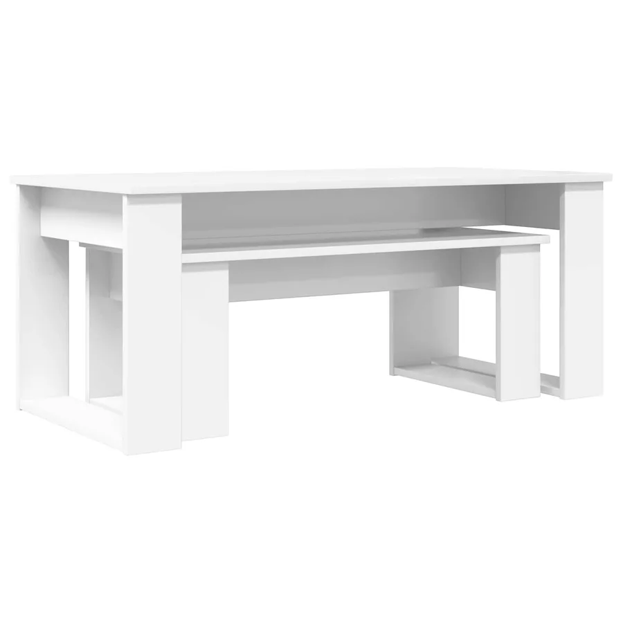 Ensemble de tables basses 2 pcs Blanc Bois d'ingénierie - 5