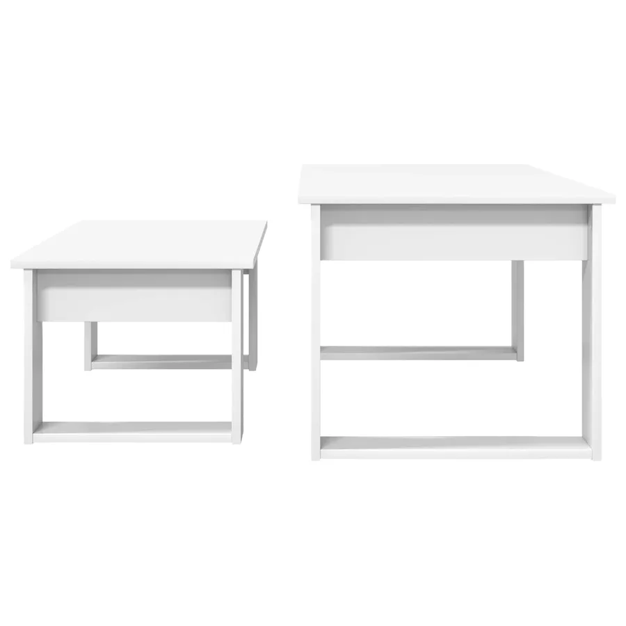 Ensemble de tables basses 2 pcs Blanc Bois d'ingénierie - 9