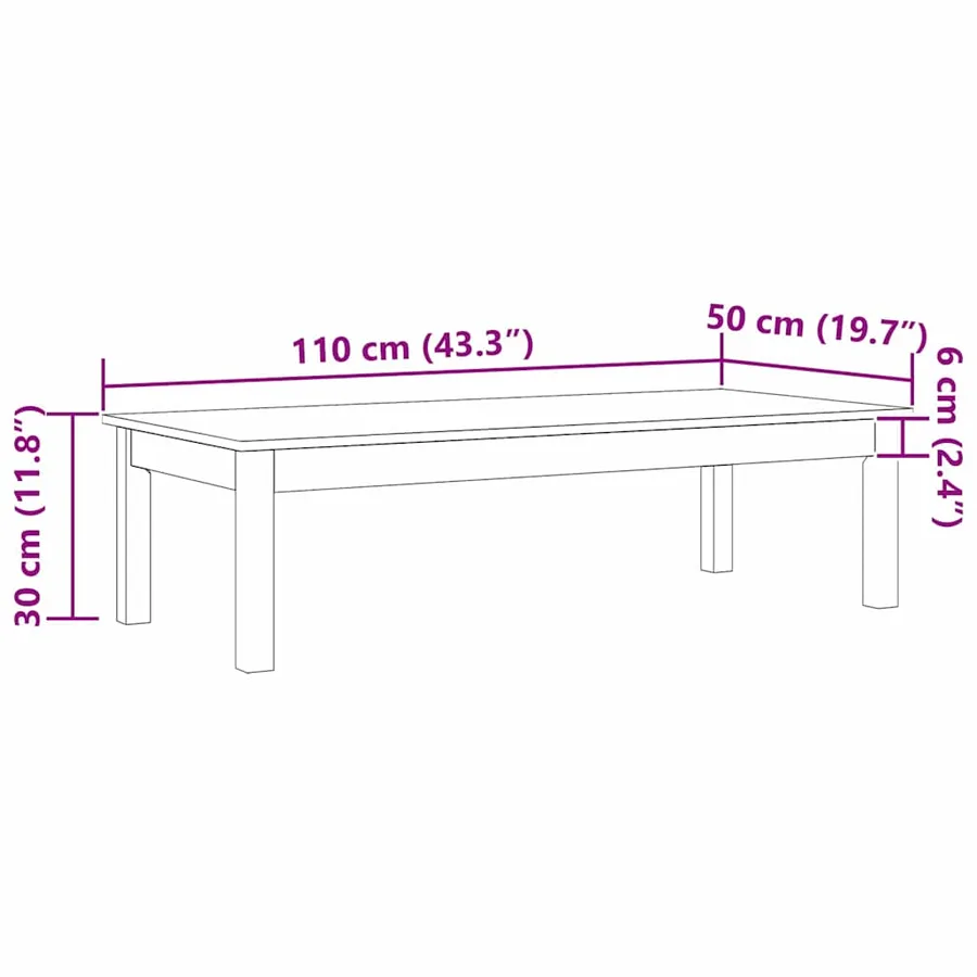 Table basse Max Marron 110 x 50 x 30 cm Pin massif - 8
