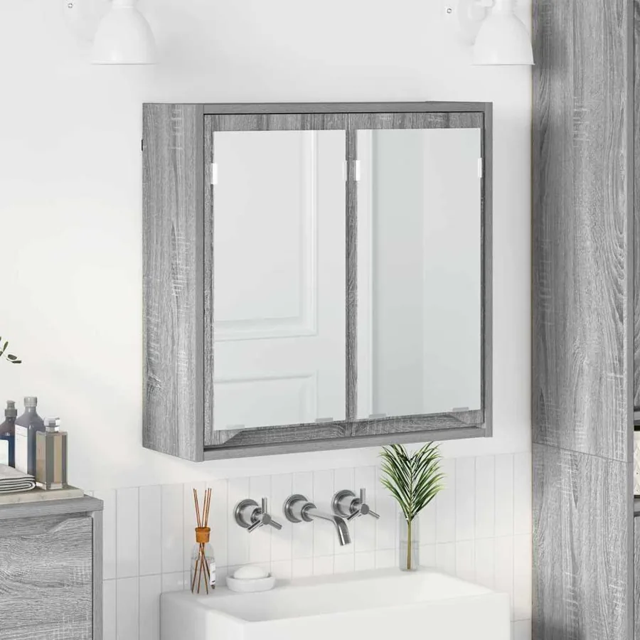 Armoire Miroir de Salle de Bain Gris Sonoma 60 x 20 x 60 cm