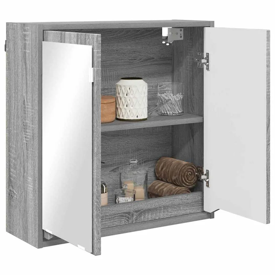 Armoire Miroir de Salle de Bain Gris Sonoma 60 x 20 x 60 cm - 3