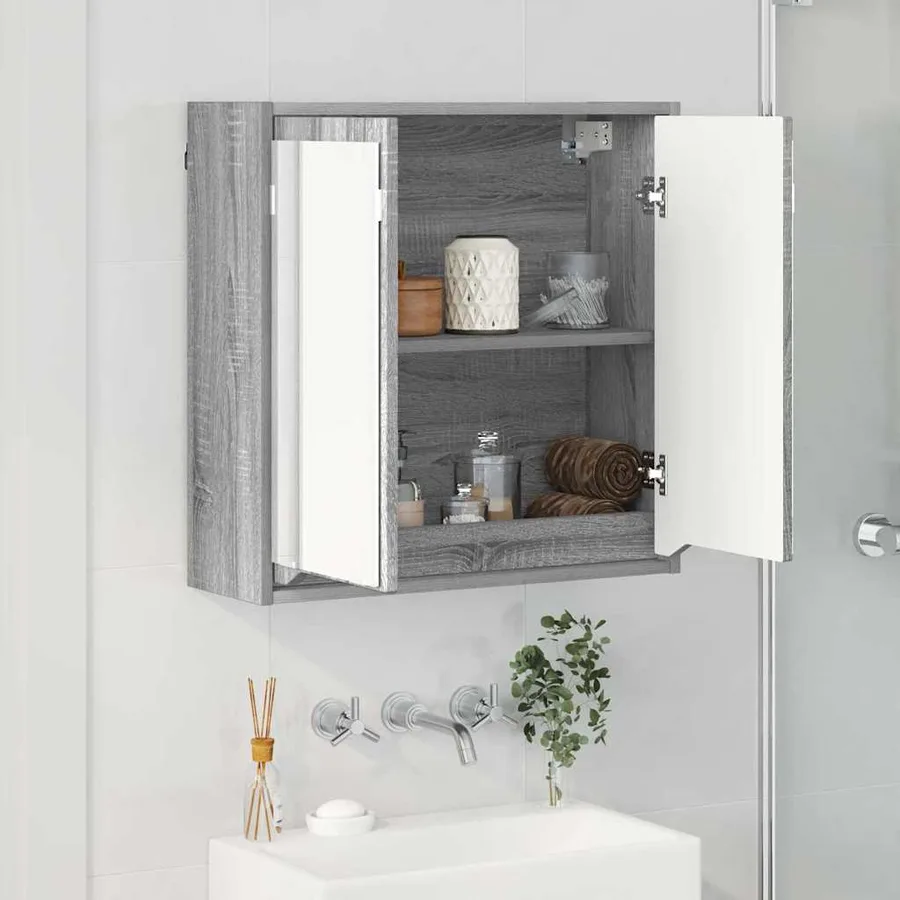Armoire Miroir de Salle de Bain Gris Sonoma 60 x 20 x 60 cm - 4