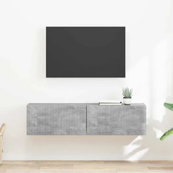 Meuble TV mural 2 pcs Béton 60 x 31 x 29,5 cm Bois d'ingénierie
