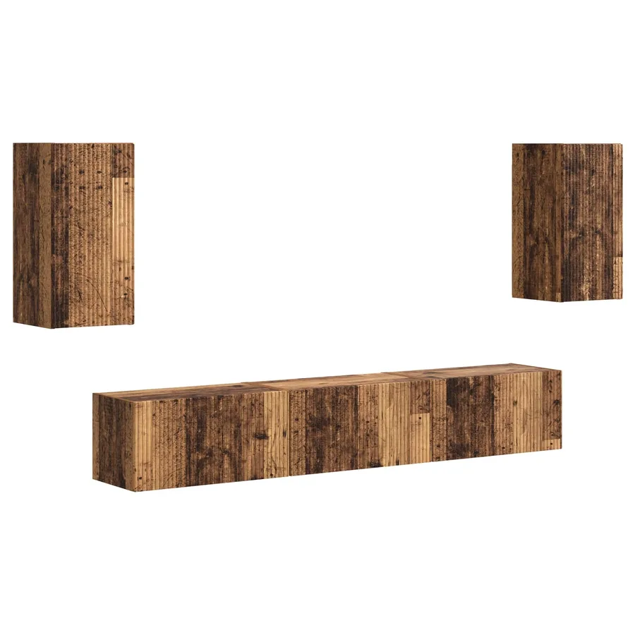 Ensemble meuble TV 5 pcs Bois ancien Bois d'ingénierie - 2