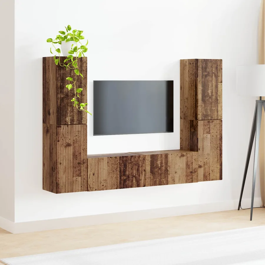 Ensemble meuble TV 6 pcs Bois Ancien Bois d'ingénierie - 4