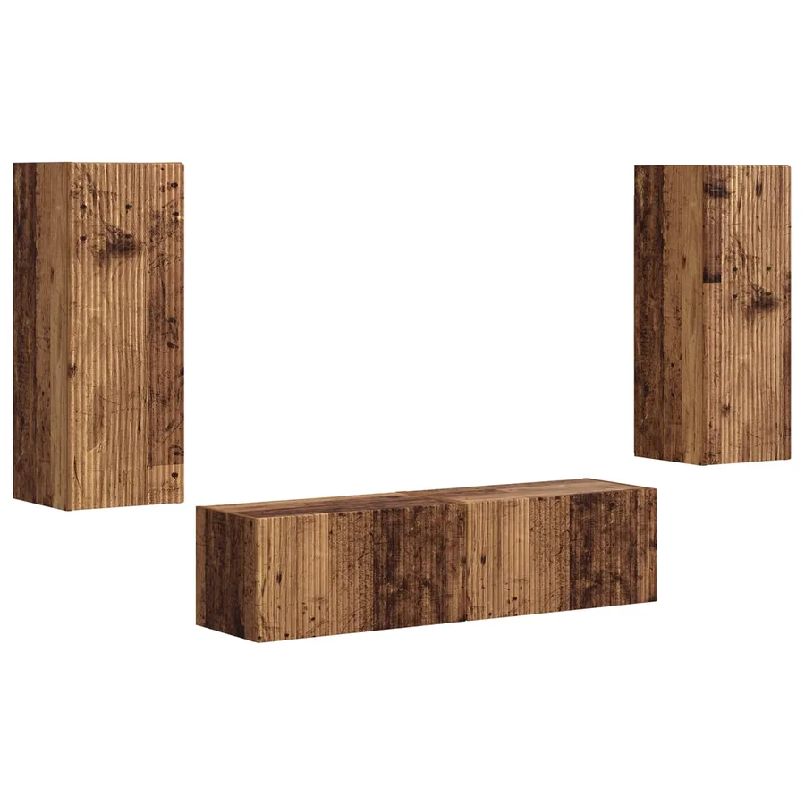 Ensemble meuble TV 2 pcs Bois ancien Bois d'ingénierie - 2