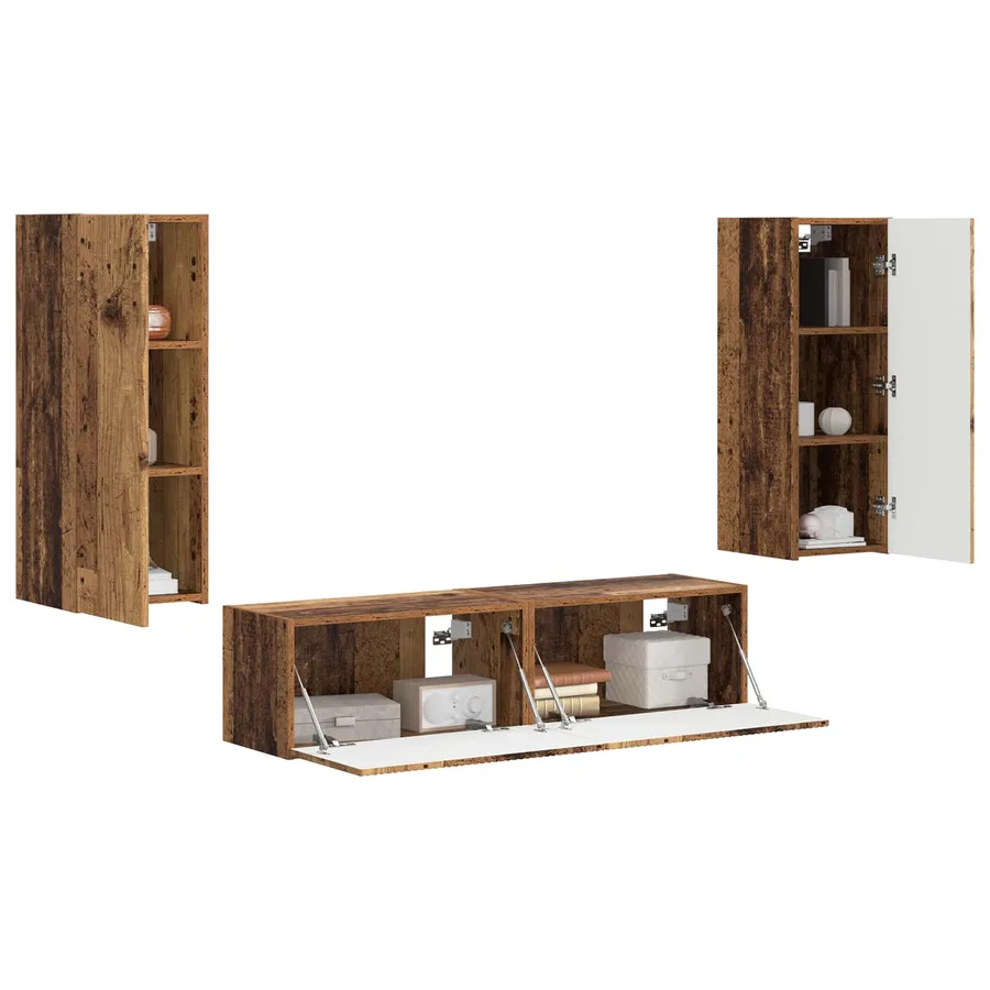 Ensemble meuble TV 2 pcs Bois ancien Bois d'ingénierie - 3
