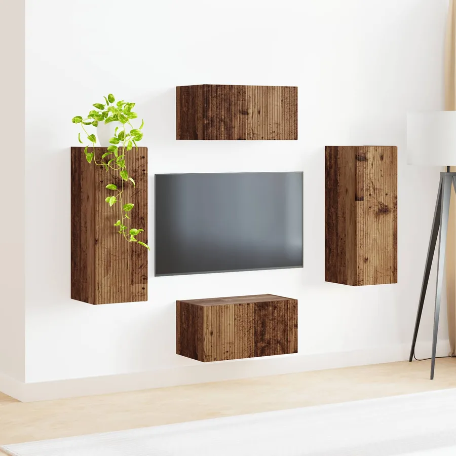 Ensemble meuble TV 2 pcs Bois ancien Bois d'ingénierie - 4