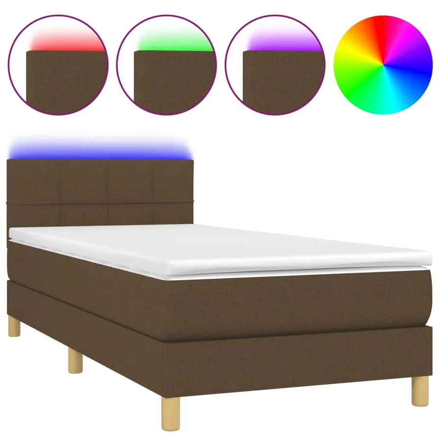 Sommier à lattes de lit matelas et LED Marron foncé 100x200cm - 2