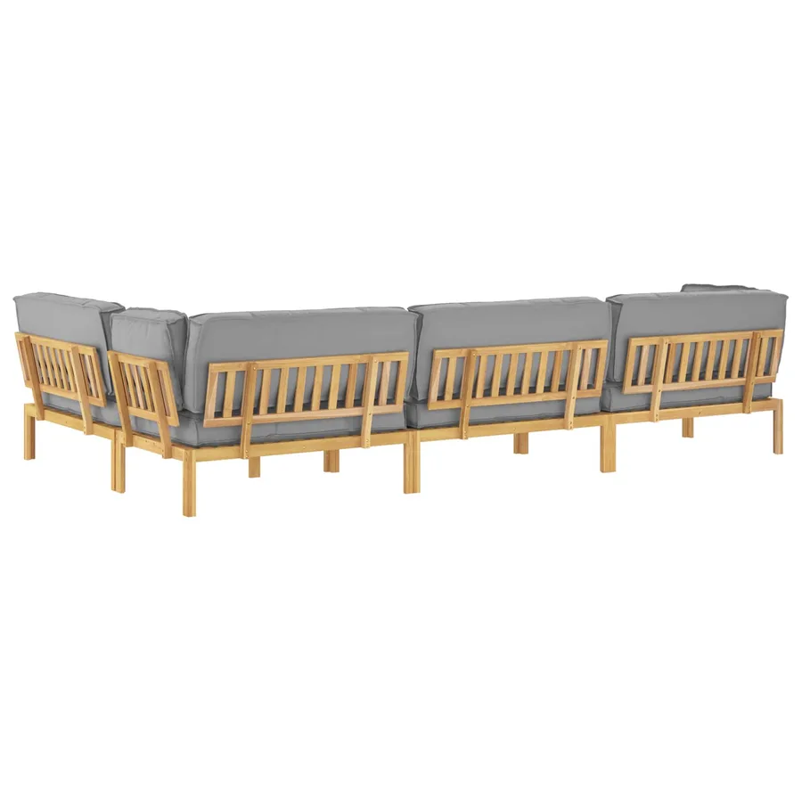 Ensemble de Canapés Uni 5 pcs Gris Bois d'Acacia Massif - 12