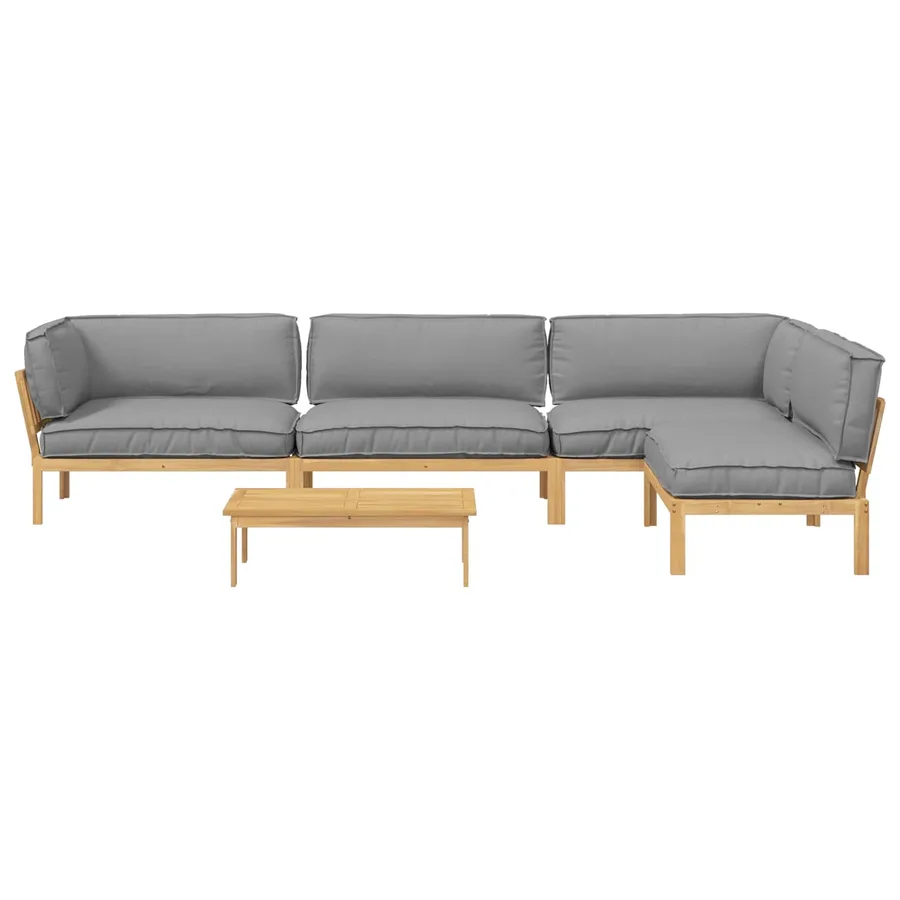 Ensemble de Canapés Uni 5 pcs Gris Bois d'Acacia Massif - 8