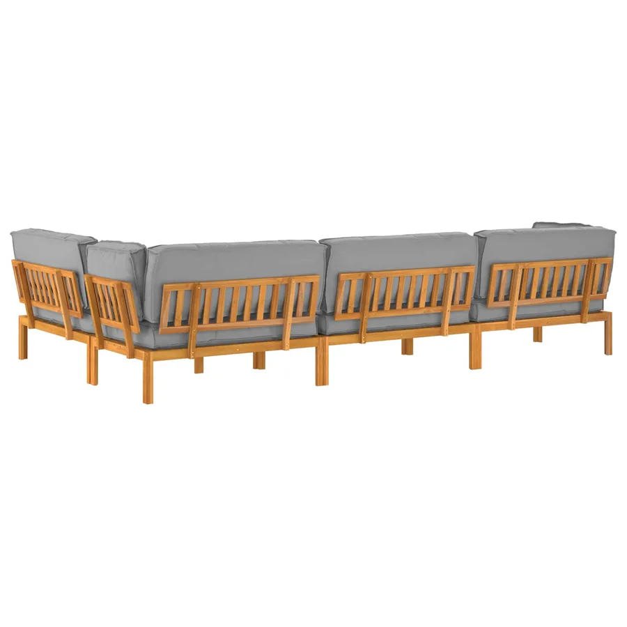 Ensemble de Canapés Uni 5 pcs Gris Bois d'Acacia Massif - 12