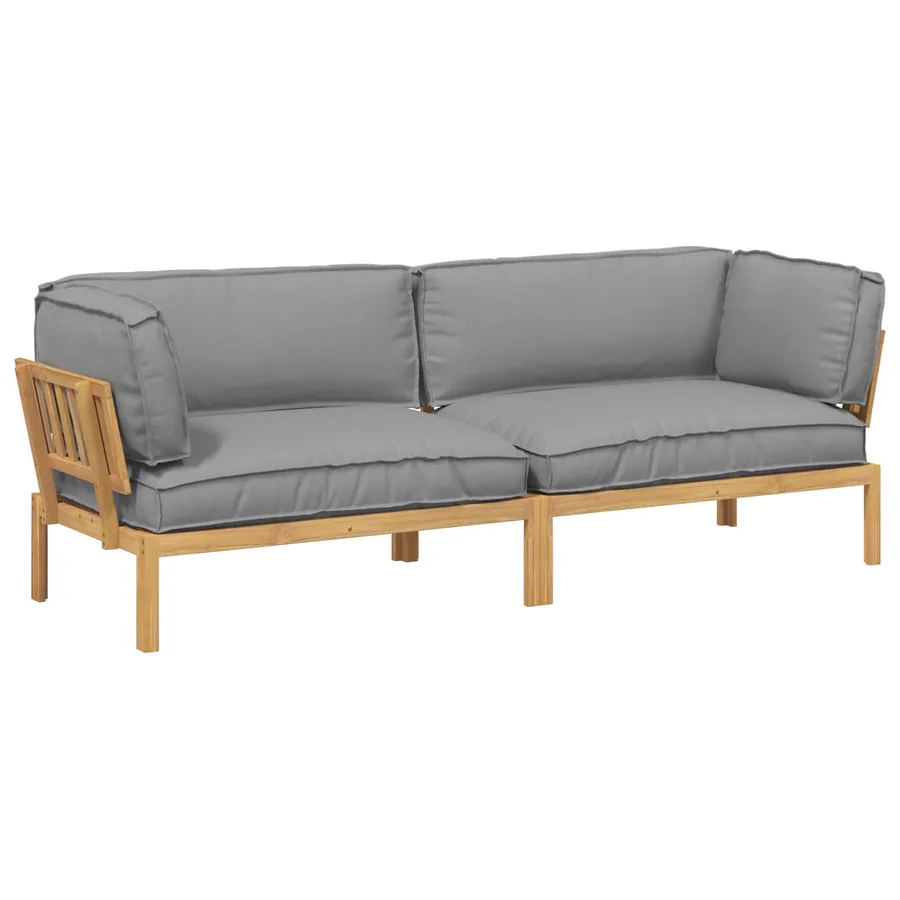 Ensemble de Canapés Uni 2 pcs Gris Bois d'Acacia Massif - 2