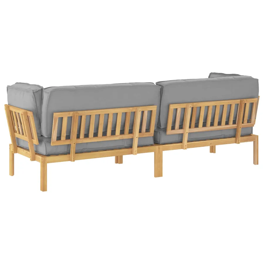 Ensemble de Canapés Uni 2 pcs Gris Bois d'Acacia Massif - 8