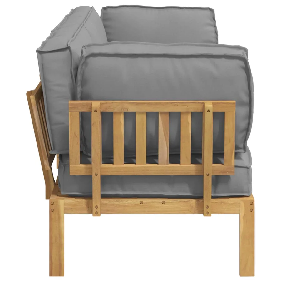 Ensemble de Canapés Uni 2 pcs Gris Bois d'Acacia Massif - 9