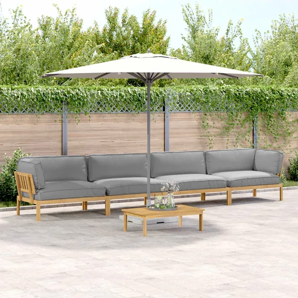 Ensemble de Canapés Uni 5 pcs Gris Bois d'Acacia Massif