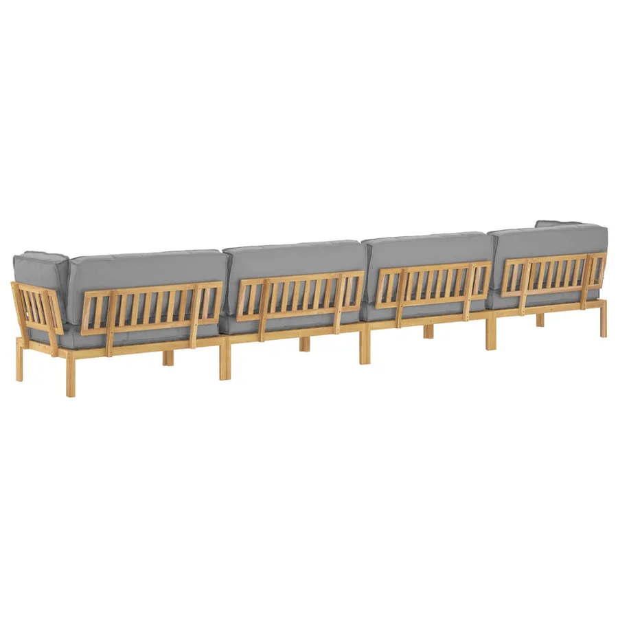Ensemble de Canapés Uni 5 pcs Gris Bois d'Acacia Massif - 12