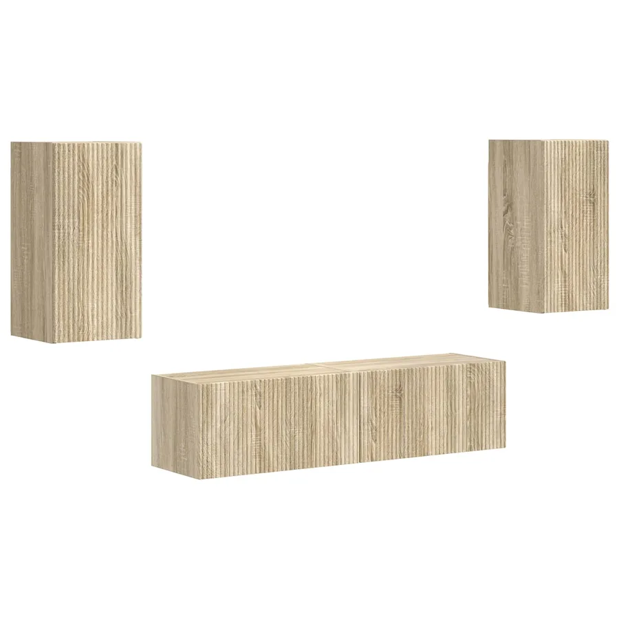 Ensemble meuble TV 4 pcs Chêne Sonoma Bois d'ingénierie - 2