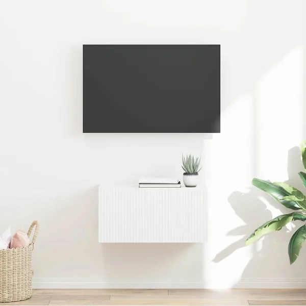 Meuble TV mural Blanc 60 x 31 x 29,5 cm Bois d'ingénierie
