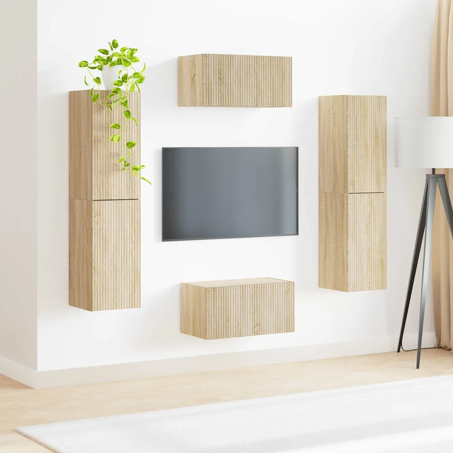 Ensemble meuble TV 6 pcs Chêne Sonoma Bois d'ingénierie - 4