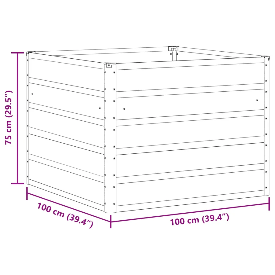 Jardinière Anthracite 100 x 100 x 75 cm Acier - 7