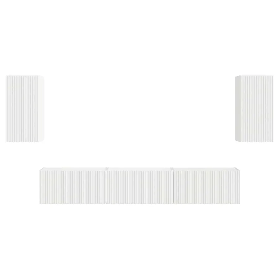 Ensemble meuble TV Montage mural 5 pcs Blanc Bois d'ingénierie - 7