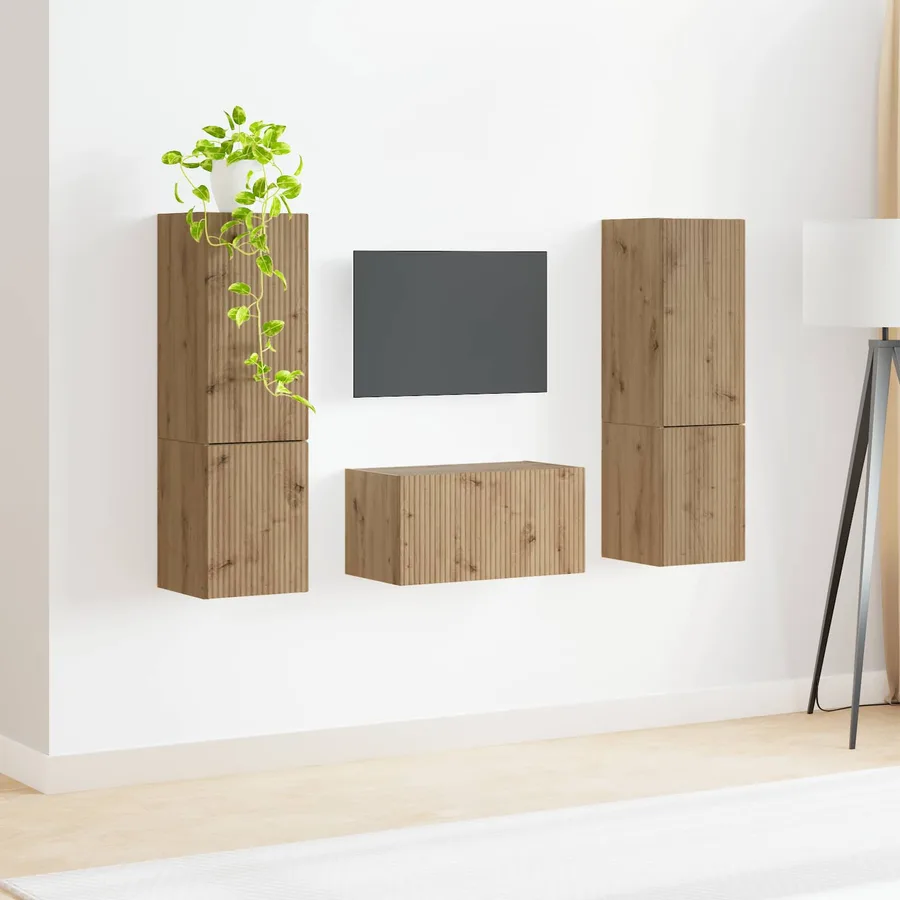 Ensemble meuble TV 5 pcs Chêne artisanal Bois d'ingénierie - 4