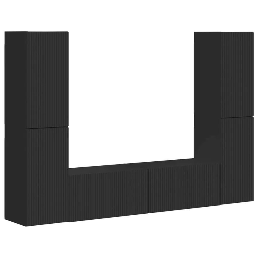 Ensemble meuble TV 6 pcs Noir Bois d'ingénierie - 2