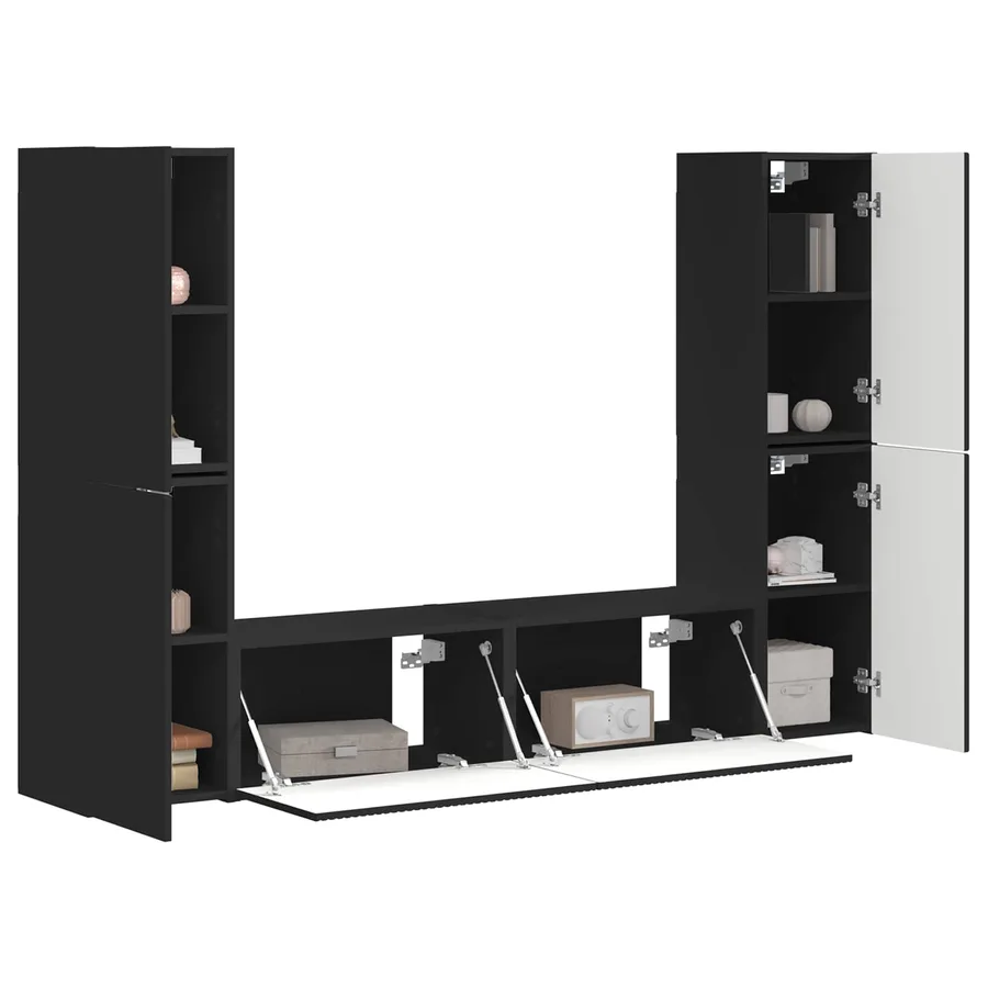 Ensemble meuble TV 6 pcs Noir Bois d'ingénierie - 3