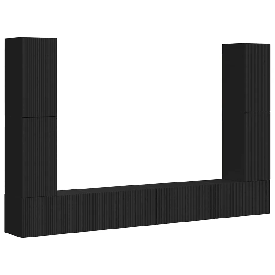 Ensemble meuble TV 8 pcs Noir Bois d'ingénierie - 2
