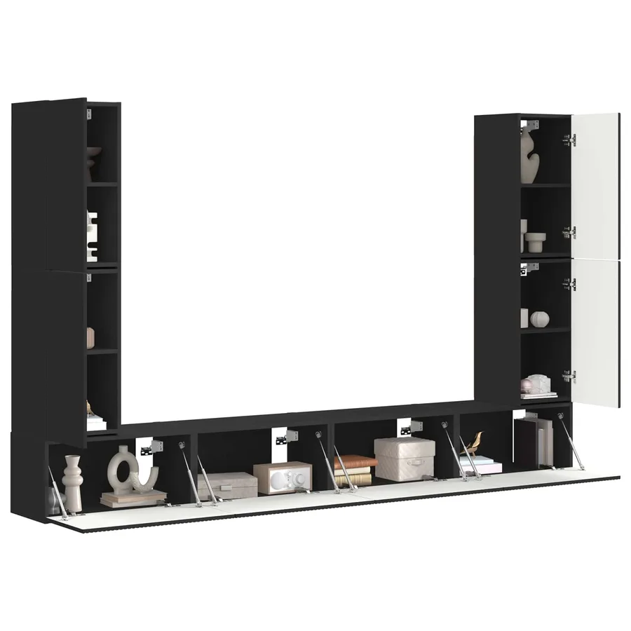 Ensemble meuble TV 8 pcs Noir Bois d'ingénierie - 3