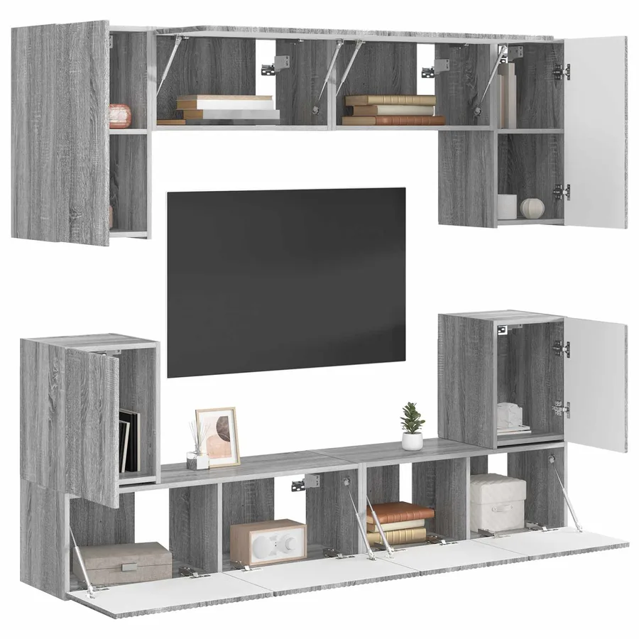 Ensemble meuble TV 5 pcs Gris Sonoma Bois d'ingénierie - 3
