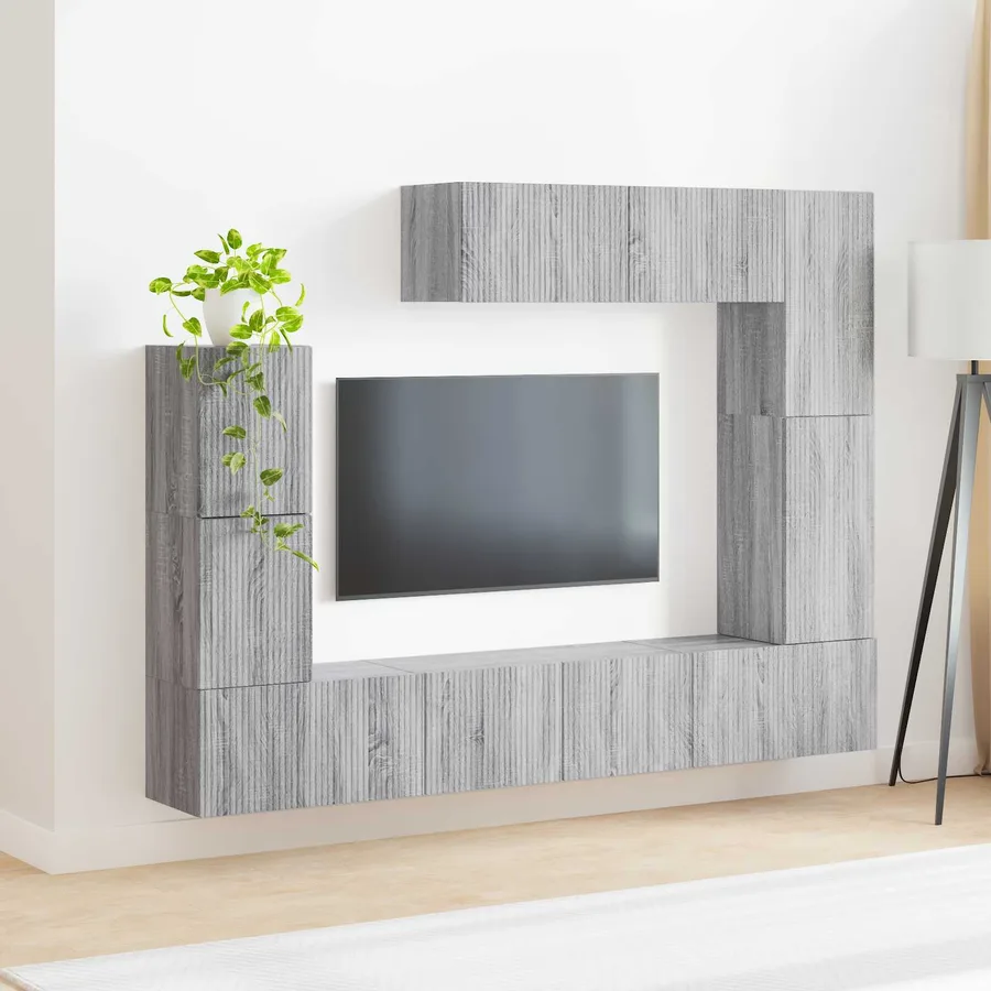 Ensemble meuble TV 5 pcs Gris Sonoma Bois d'ingénierie - 4