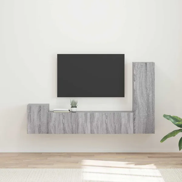 Ensemble meuble TV 4 pcs Gris Sonoma Bois d'ingénierie