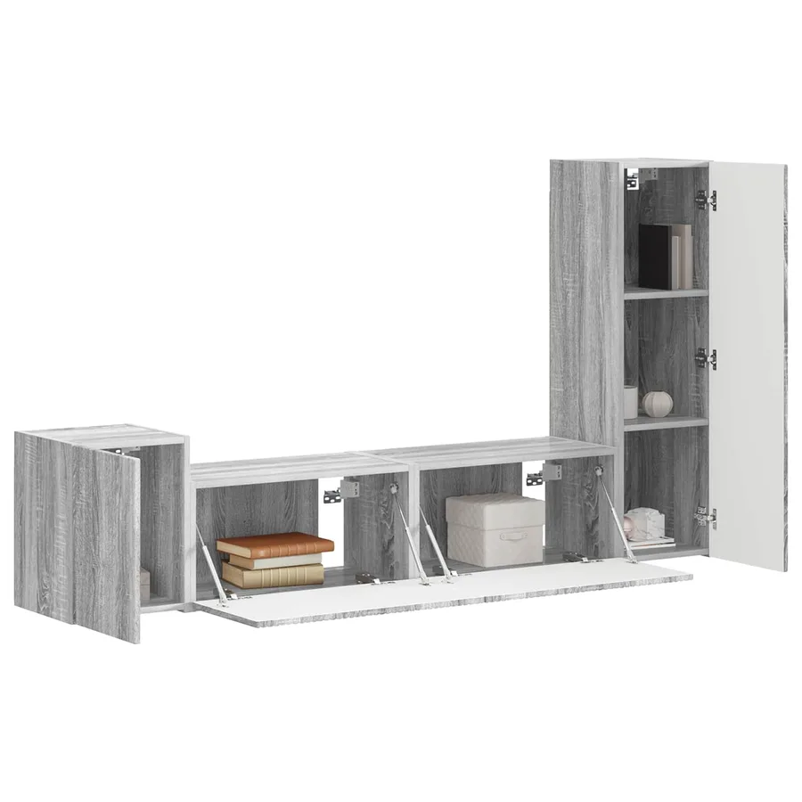 Ensemble meuble TV 4 pcs Gris Sonoma Bois d'ingénierie - 3