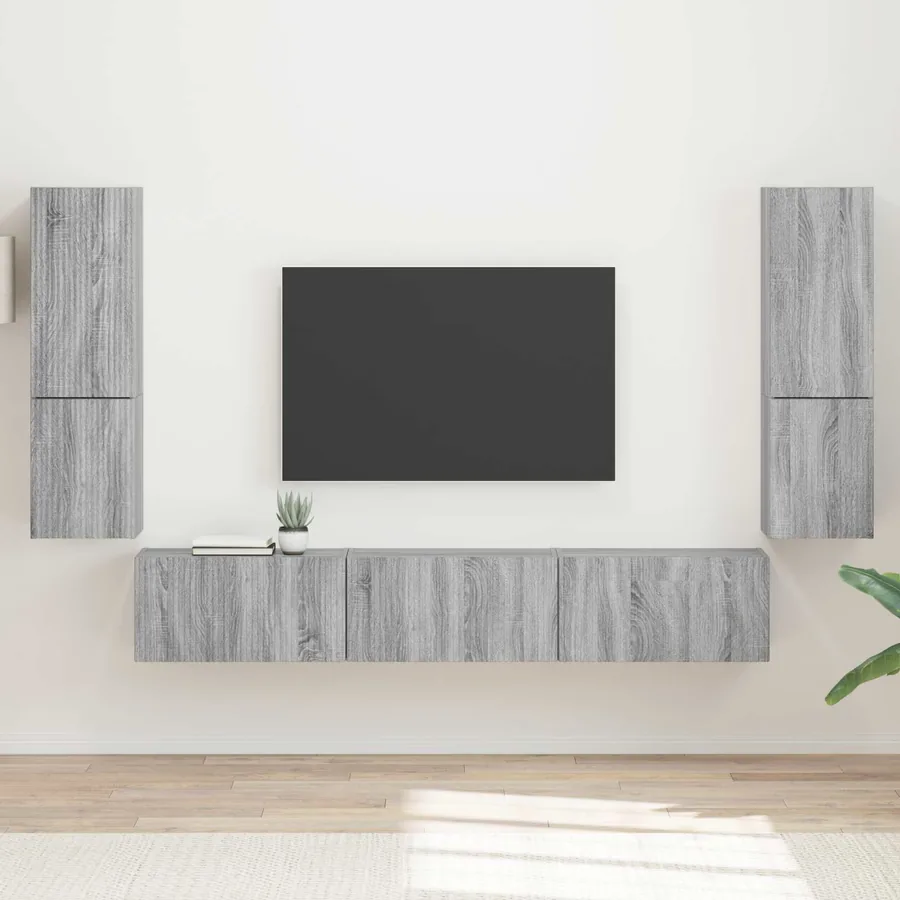 Ensemble meuble TV 4 pcs Gris Sonoma Bois d'ingénierie